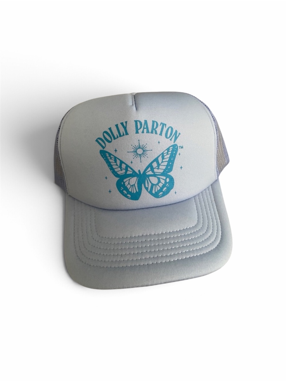 Dolly Parton Light Blue Butterfly Trucker Hat
